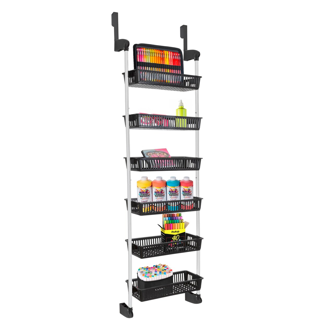 Smart Design 6-Tier Over The Door Organizer with 6 Full Baskets - White